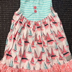 Eleanor Rose Teal and Pink Sailboat Dress